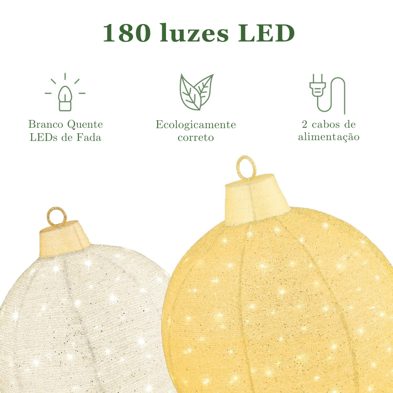 Esfera Enfeites de Natal para áreas externas e internas - 180 luzes LED - 8 funções de iluminação