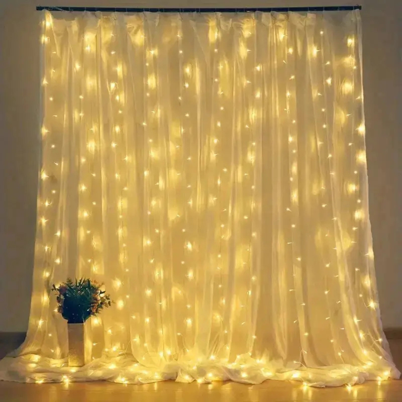 Cortina com LEDs e Controle Remoto - 8 Modos de Luz -  Para Decoração de Ambientes e Eventos