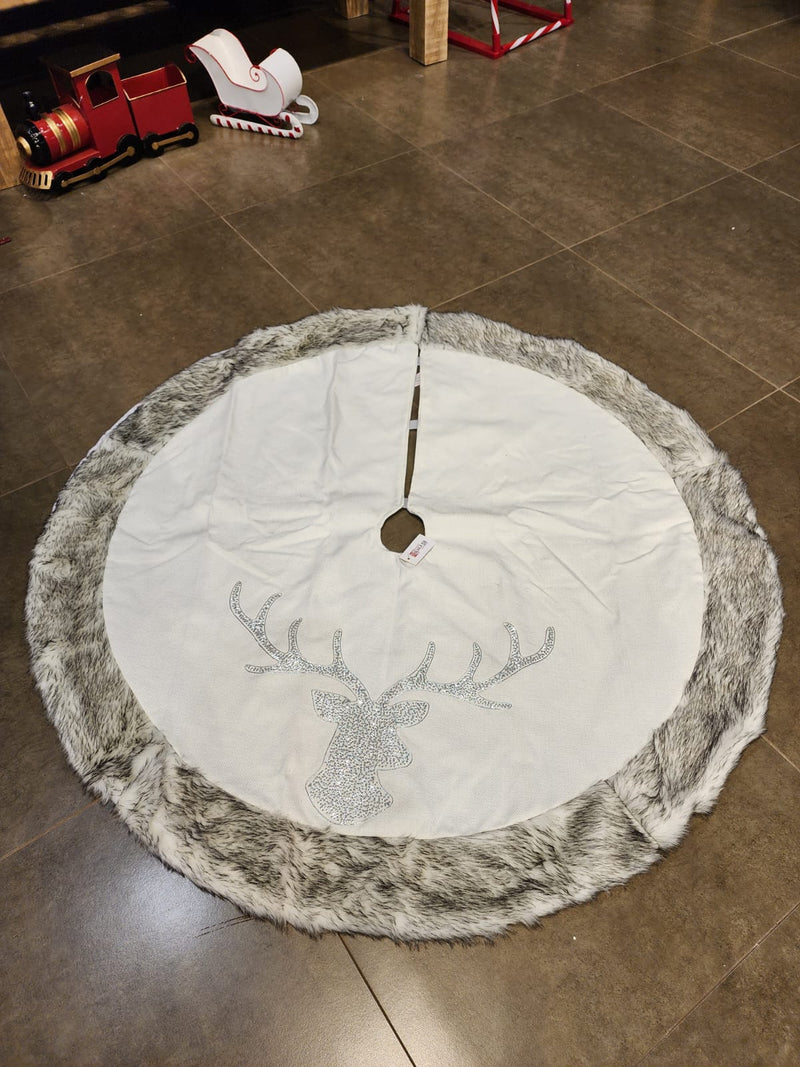 SAIA DE ÁRVORE RENA PRATA COM BRANCO LUXO